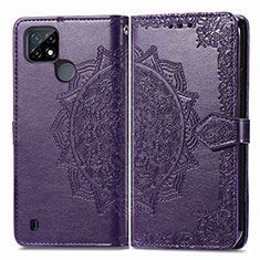 Coque Portefeuille Motif Fantaisie Livre Cuir Etui Clapet pour Realme C21Y Violet