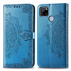 Coque Portefeuille Motif Fantaisie Livre Cuir Etui Clapet pour Realme C25 Bleu