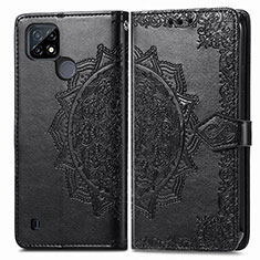 Coque Portefeuille Motif Fantaisie Livre Cuir Etui Clapet pour Realme C25Y India Noir