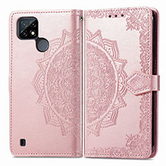 Coque Portefeuille Motif Fantaisie Livre Cuir Etui Clapet pour Realme C25Y India Or Rose