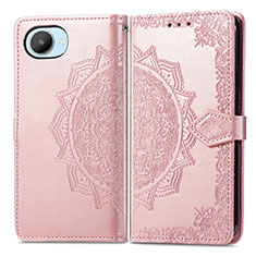 Coque Portefeuille Motif Fantaisie Livre Cuir Etui Clapet pour Realme C30s Or Rose