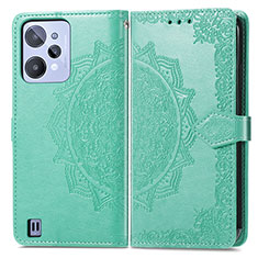 Coque Portefeuille Motif Fantaisie Livre Cuir Etui Clapet pour Realme C31 Vert