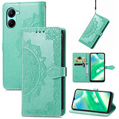 Coque Portefeuille Motif Fantaisie Livre Cuir Etui Clapet pour Realme C33 (2023) Vert