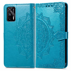 Coque Portefeuille Motif Fantaisie Livre Cuir Etui Clapet pour Realme GT 5G Bleu