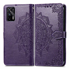 Coque Portefeuille Motif Fantaisie Livre Cuir Etui Clapet pour Realme GT 5G Violet