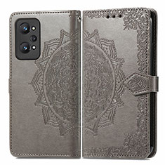 Coque Portefeuille Motif Fantaisie Livre Cuir Etui Clapet pour Realme GT Neo 3T 5G Gris