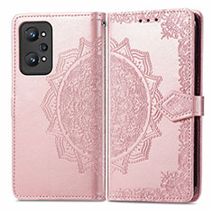 Coque Portefeuille Motif Fantaisie Livre Cuir Etui Clapet pour Realme GT Neo 3T 5G Or Rose