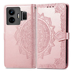 Coque Portefeuille Motif Fantaisie Livre Cuir Etui Clapet pour Realme GT Neo5 5G Or Rose