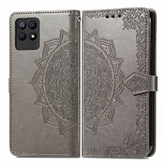 Coque Portefeuille Motif Fantaisie Livre Cuir Etui Clapet pour Realme Narzo 50 4G Gris