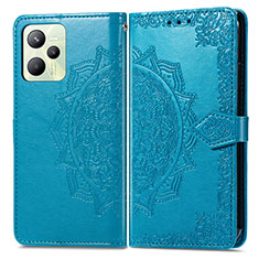 Coque Portefeuille Motif Fantaisie Livre Cuir Etui Clapet pour Realme Narzo 50A Prime Bleu