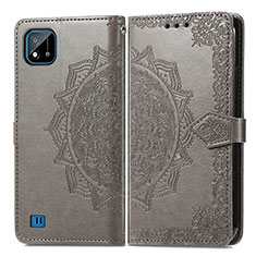 Coque Portefeuille Motif Fantaisie Livre Cuir Etui Clapet pour Realme Narzo 50i Gris