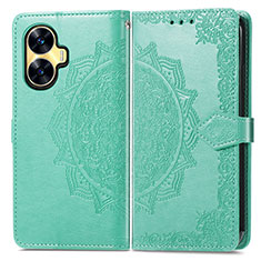 Coque Portefeuille Motif Fantaisie Livre Cuir Etui Clapet pour Realme Narzo N55 Vert