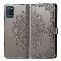 Coque Portefeuille Motif Fantaisie Livre Cuir Etui Clapet pour Realme V11 5G Gris