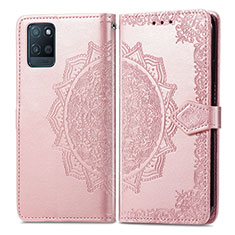 Coque Portefeuille Motif Fantaisie Livre Cuir Etui Clapet pour Realme V11 5G Or Rose