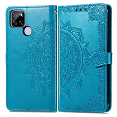 Coque Portefeuille Motif Fantaisie Livre Cuir Etui Clapet pour Realme V3 5G Bleu