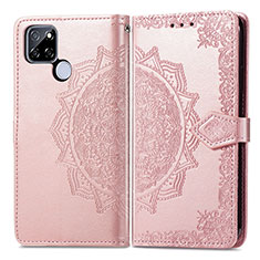 Coque Portefeuille Motif Fantaisie Livre Cuir Etui Clapet pour Realme V3 5G Or Rose