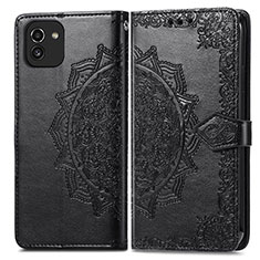 Coque Portefeuille Motif Fantaisie Livre Cuir Etui Clapet pour Samsung Galaxy A03 Noir