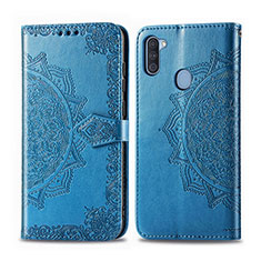 Coque Portefeuille Motif Fantaisie Livre Cuir Etui Clapet pour Samsung Galaxy A11 Bleu