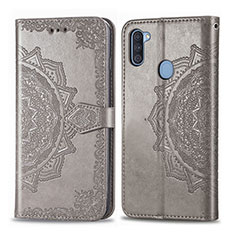 Coque Portefeuille Motif Fantaisie Livre Cuir Etui Clapet pour Samsung Galaxy A11 Gris