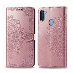 Coque Portefeuille Motif Fantaisie Livre Cuir Etui Clapet pour Samsung Galaxy A11 Or Rose