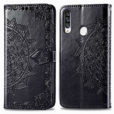 Coque Portefeuille Motif Fantaisie Livre Cuir Etui Clapet pour Samsung Galaxy A20s Noir