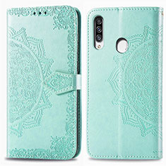 Coque Portefeuille Motif Fantaisie Livre Cuir Etui Clapet pour Samsung Galaxy A20s Vert