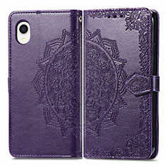 Coque Portefeuille Motif Fantaisie Livre Cuir Etui Clapet pour Samsung Galaxy A22 5G SC-56B Violet