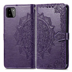 Coque Portefeuille Motif Fantaisie Livre Cuir Etui Clapet pour Samsung Galaxy A22 5G Violet