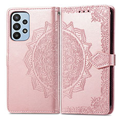 Coque Portefeuille Motif Fantaisie Livre Cuir Etui Clapet pour Samsung Galaxy A23 4G Or Rose