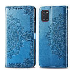 Coque Portefeuille Motif Fantaisie Livre Cuir Etui Clapet pour Samsung Galaxy A31 Bleu