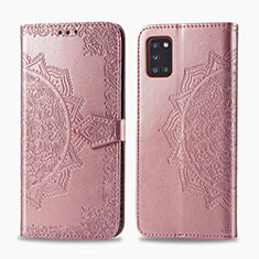 Coque Portefeuille Motif Fantaisie Livre Cuir Etui Clapet pour Samsung Galaxy A31 Or Rose