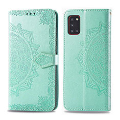 Coque Portefeuille Motif Fantaisie Livre Cuir Etui Clapet pour Samsung Galaxy A31 Vert