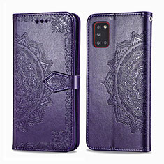 Coque Portefeuille Motif Fantaisie Livre Cuir Etui Clapet pour Samsung Galaxy A31 Violet