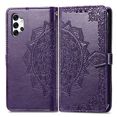 Coque Portefeuille Motif Fantaisie Livre Cuir Etui Clapet pour Samsung Galaxy A32 4G Violet