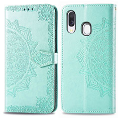 Coque Portefeuille Motif Fantaisie Livre Cuir Etui Clapet pour Samsung Galaxy A40 Vert