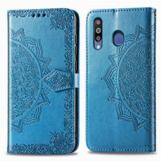 Coque Portefeuille Motif Fantaisie Livre Cuir Etui Clapet pour Samsung Galaxy A40s Bleu