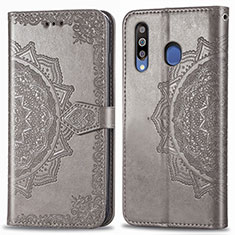 Coque Portefeuille Motif Fantaisie Livre Cuir Etui Clapet pour Samsung Galaxy A40s Gris