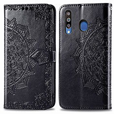 Coque Portefeuille Motif Fantaisie Livre Cuir Etui Clapet pour Samsung Galaxy A40s Noir