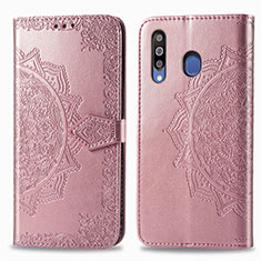 Coque Portefeuille Motif Fantaisie Livre Cuir Etui Clapet pour Samsung Galaxy A40s Or Rose