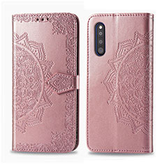 Coque Portefeuille Motif Fantaisie Livre Cuir Etui Clapet pour Samsung Galaxy A41 SC-41A Or Rose