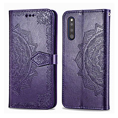 Coque Portefeuille Motif Fantaisie Livre Cuir Etui Clapet pour Samsung Galaxy A41 SC-41A Violet