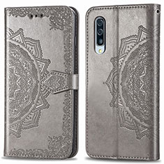 Coque Portefeuille Motif Fantaisie Livre Cuir Etui Clapet pour Samsung Galaxy A50 Gris