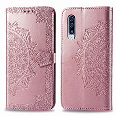 Coque Portefeuille Motif Fantaisie Livre Cuir Etui Clapet pour Samsung Galaxy A50S Or Rose