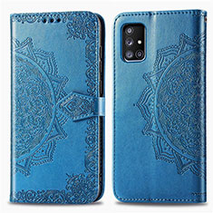 Coque Portefeuille Motif Fantaisie Livre Cuir Etui Clapet pour Samsung Galaxy A51 4G Bleu