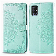 Coque Portefeuille Motif Fantaisie Livre Cuir Etui Clapet pour Samsung Galaxy A51 4G Vert