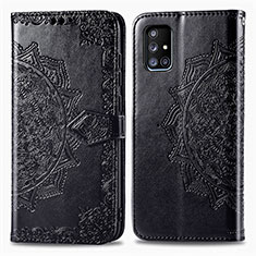 Coque Portefeuille Motif Fantaisie Livre Cuir Etui Clapet pour Samsung Galaxy A51 5G Noir