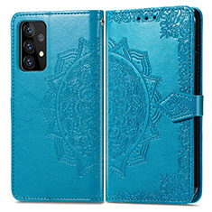 Coque Portefeuille Motif Fantaisie Livre Cuir Etui Clapet pour Samsung Galaxy A52 4G Bleu