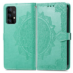 Coque Portefeuille Motif Fantaisie Livre Cuir Etui Clapet pour Samsung Galaxy A52 4G Vert