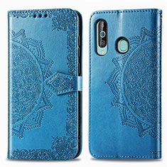 Coque Portefeuille Motif Fantaisie Livre Cuir Etui Clapet pour Samsung Galaxy A60 Bleu