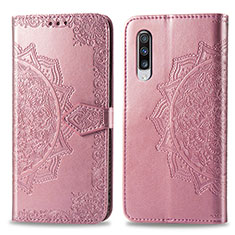 Coque Portefeuille Motif Fantaisie Livre Cuir Etui Clapet pour Samsung Galaxy A70 Or Rose